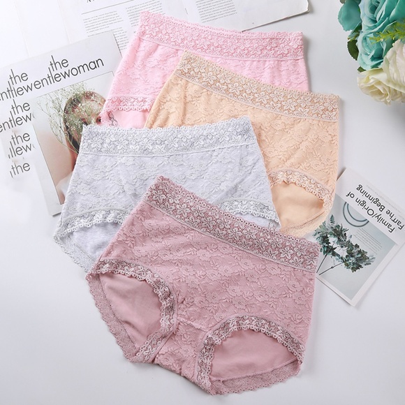 Pink Lace Panties. Vintage style High Waist Pink Panties. - Picture 2 of 4